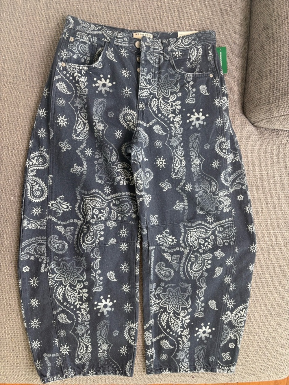 Free People x We The Free Paisley Barrel Jeans Size 28 New - Picture 3 of 13